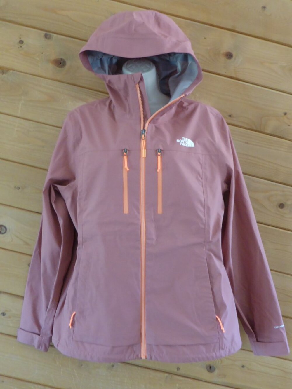 The North Face Terrain Vista Pro Rain Jacket Coat Women's Hooded L Pink Gray